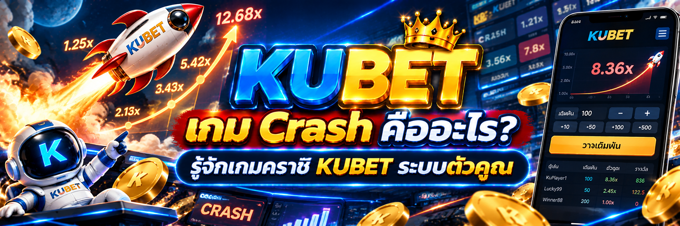 เกม Crash คืออะไร? รู้จักเกมคราช KUBET ระบบตัวคูณ